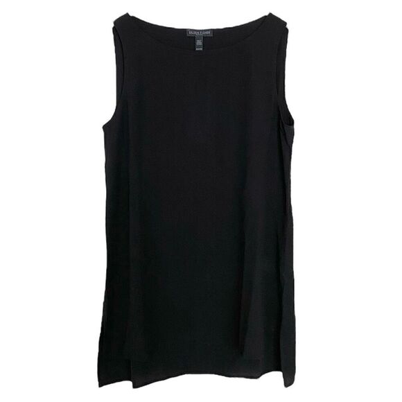 Eileen Fisher 100% Silk Georgette Crepe Black Bateau Top NWT Size Petite Small - Picture 5 of 5
